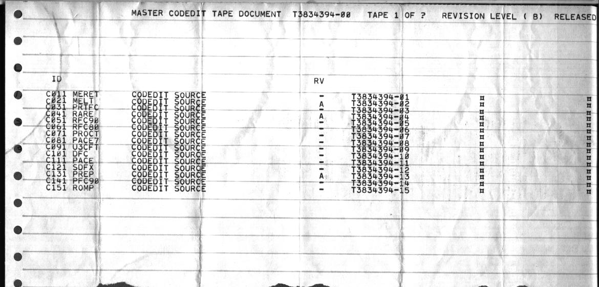 MASTER CODEDIT TAPE DOC REV. D REEL 2 OF 6