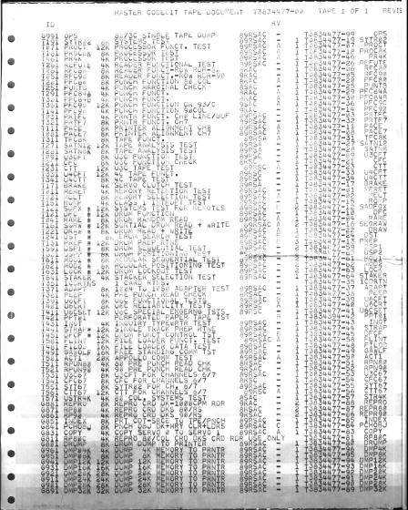 MASTER TEST TAPE DOCUMENT III C REV. C REEL 1 OF 1